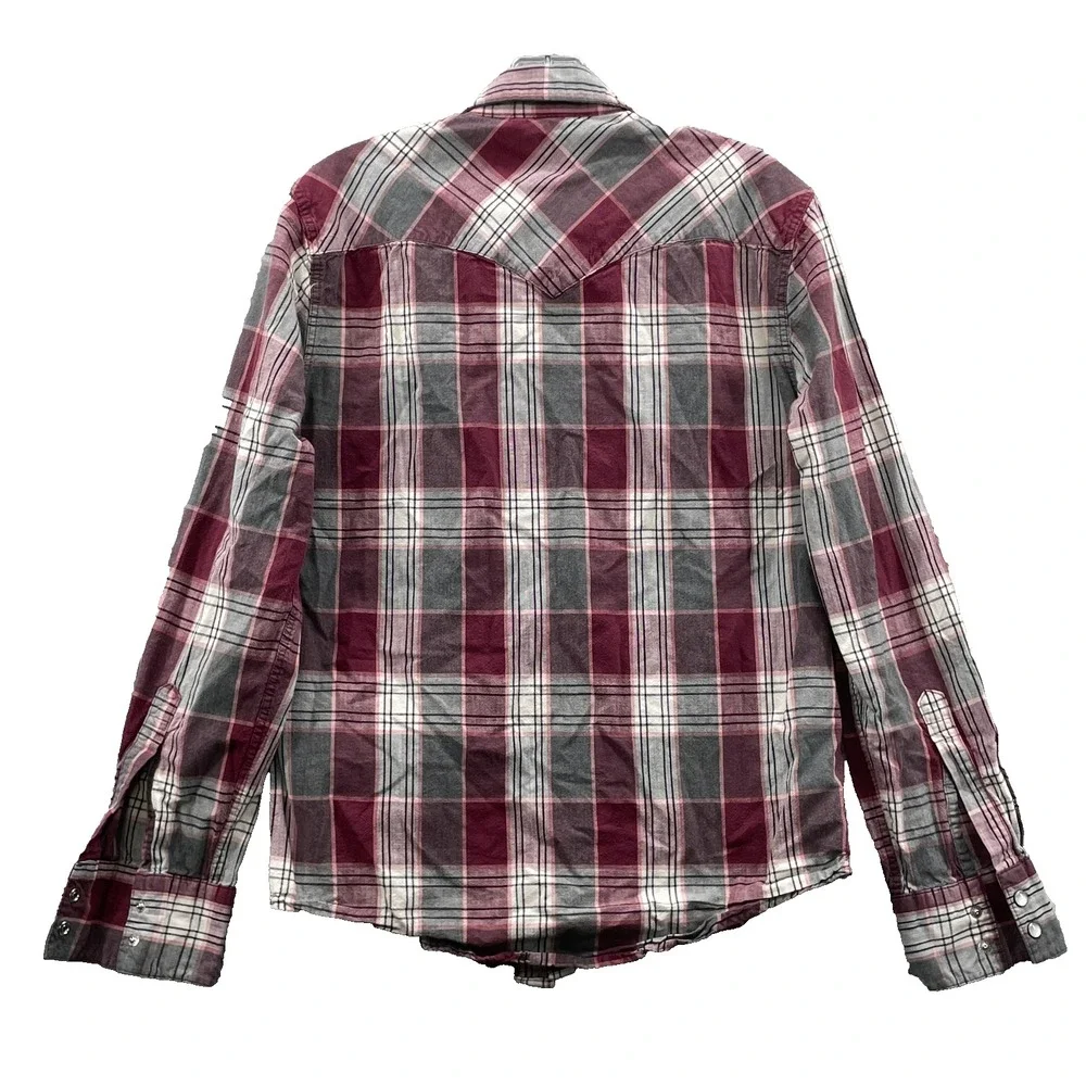 Levi's Pearl Snap Flannel Shirt Men Small Grunge Western Ranch Cowboy Gorp Rodeo
